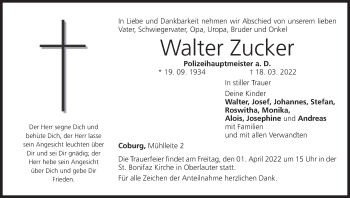 Anzeige von Walter Zucker von MGO