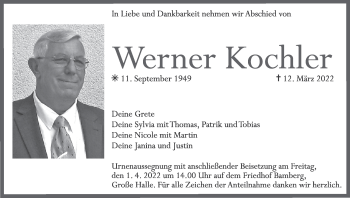 Anzeige von Werner Kochler von MGO