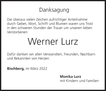 Anzeige von Werner Lurz von MGO