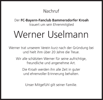 Anzeige von Werner Uselmann von MGO