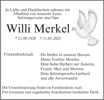 Anzeige von Willi Merkel von MGO
