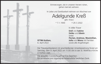 Anzeige von Adelgunde Kreß von MGO