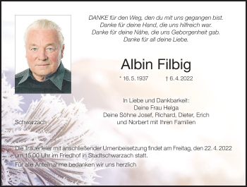 Anzeige von Albin Filbig von MGO