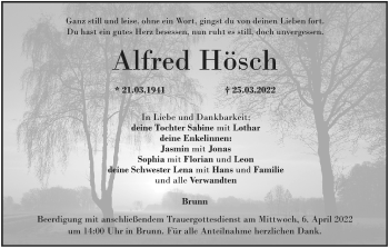 Anzeige von Alfred Hösch von MGO