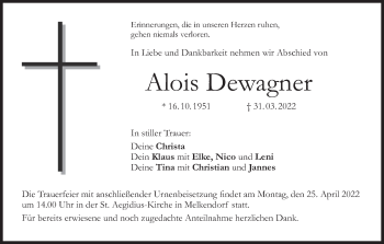Anzeige von Alois Dewagner von MGO