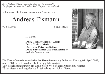 Anzeige von Andreas Eismann von MGO
