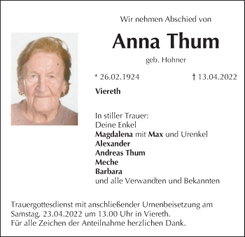 Anzeige von Anna Thum von MGO