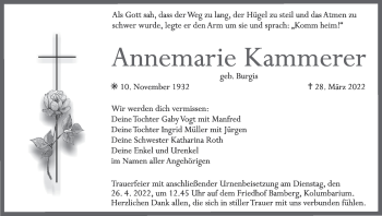 Anzeige von Annemarie Kammerer von MGO