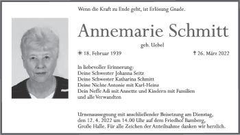 Anzeige von Annemarie Schmitt von MGO