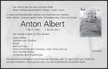 Anzeige von Anton Albert von MGO