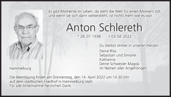 Anzeige von Anton Schlereth von MGO