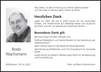 Anzeige von Bodo Wachsmann von MGO