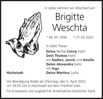 Anzeige von Brigitte Weschta von MGO