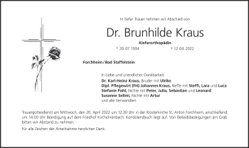 Anzeige von Brunhilde Kraus von MGO