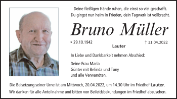 Anzeige von Bruno Müller von MGO
