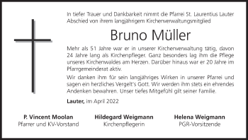 Anzeige von Bruno Müller von MGO