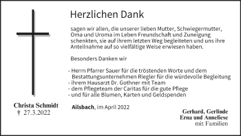 Anzeige von Christa Schmidt von MGO