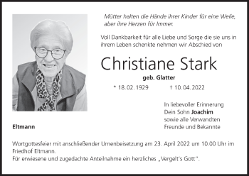 Anzeige von Christiane Stark von MGO
