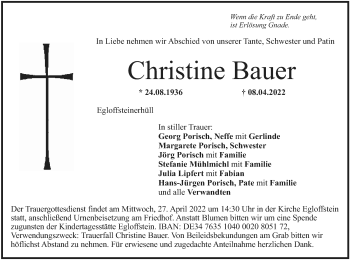Anzeige von Christine Bauer von MGO