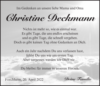 Anzeige von Christine Deckmann von MGO