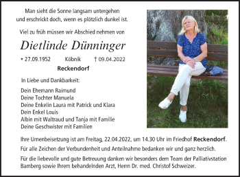 Anzeige von Dietlinde Dünninger von MGO