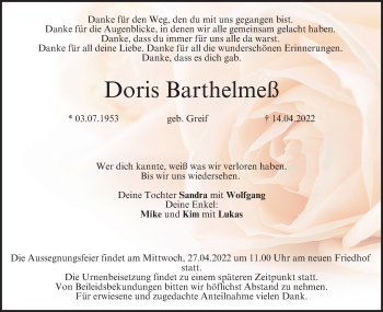 Anzeige von Doris Barthelmeß von MGO