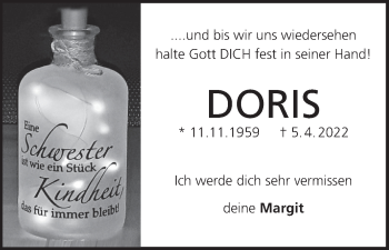 Anzeige von Doris Schneider von MGO