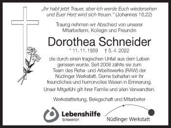 Anzeige von Dorothea Schneider von MGO