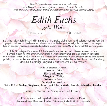 Anzeige von Edith Fuchs von MGO