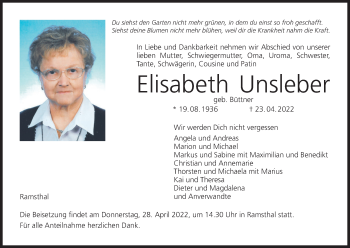 Anzeige von Elisabeth Unsleber von MGO