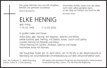 Anzeige von Elke Henning von MGO