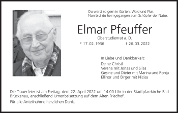 Anzeige von Elmar Pfeuffer von MGO