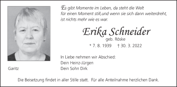 Anzeige von Erika Schneider von MGO