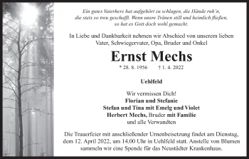 Anzeige von Ernst Mechs von MGO