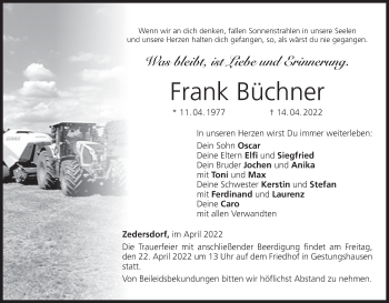Anzeige von Frank Büchner von MGO