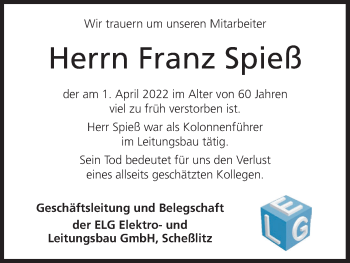 Anzeige von Franz Spieß von MGO