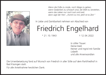 Anzeige von Friedrich Engelhard von MGO