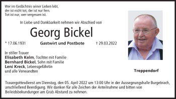 Anzeige von Georg Bickel von MGO