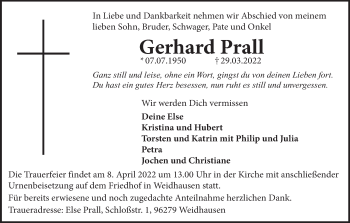 Anzeige von Gerhard Prall von MGO