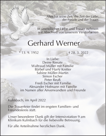 Anzeige von Gerhard Werner von MGO