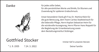 Anzeige von Gottfried Stocker von MGO