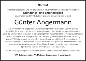 Anzeige von Günter Angermann von MGO