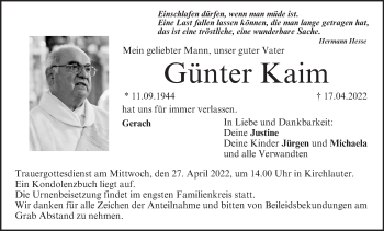 Anzeige von Günter Kaim von MGO