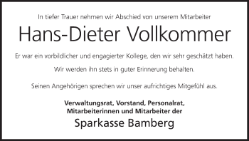 Anzeige von Hans-Dieter Vollkommer von MGO
