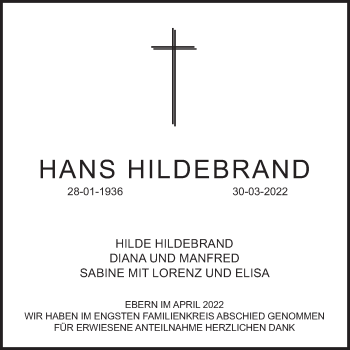 Anzeige von Hans Hildebrand von MGO