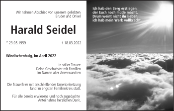 Anzeige von Harald Seidel von MGO