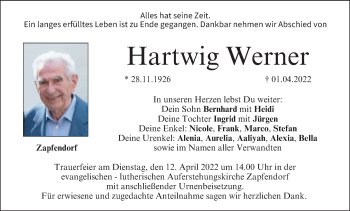 Anzeige von Hartwig Werner von MGO