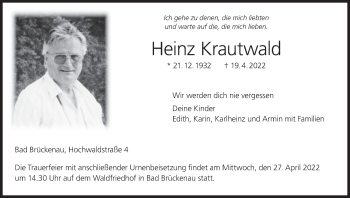 Anzeige von Heinz Krautwald von MGO
