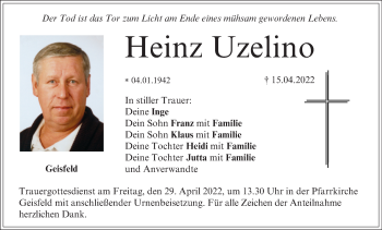 Anzeige von Heinz Uzelino von MGO