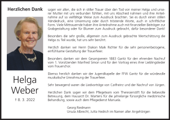 Anzeige von Helga Weber von MGO
